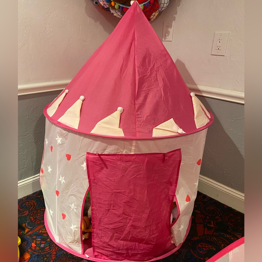 SueSport girls pink princess castle play tent